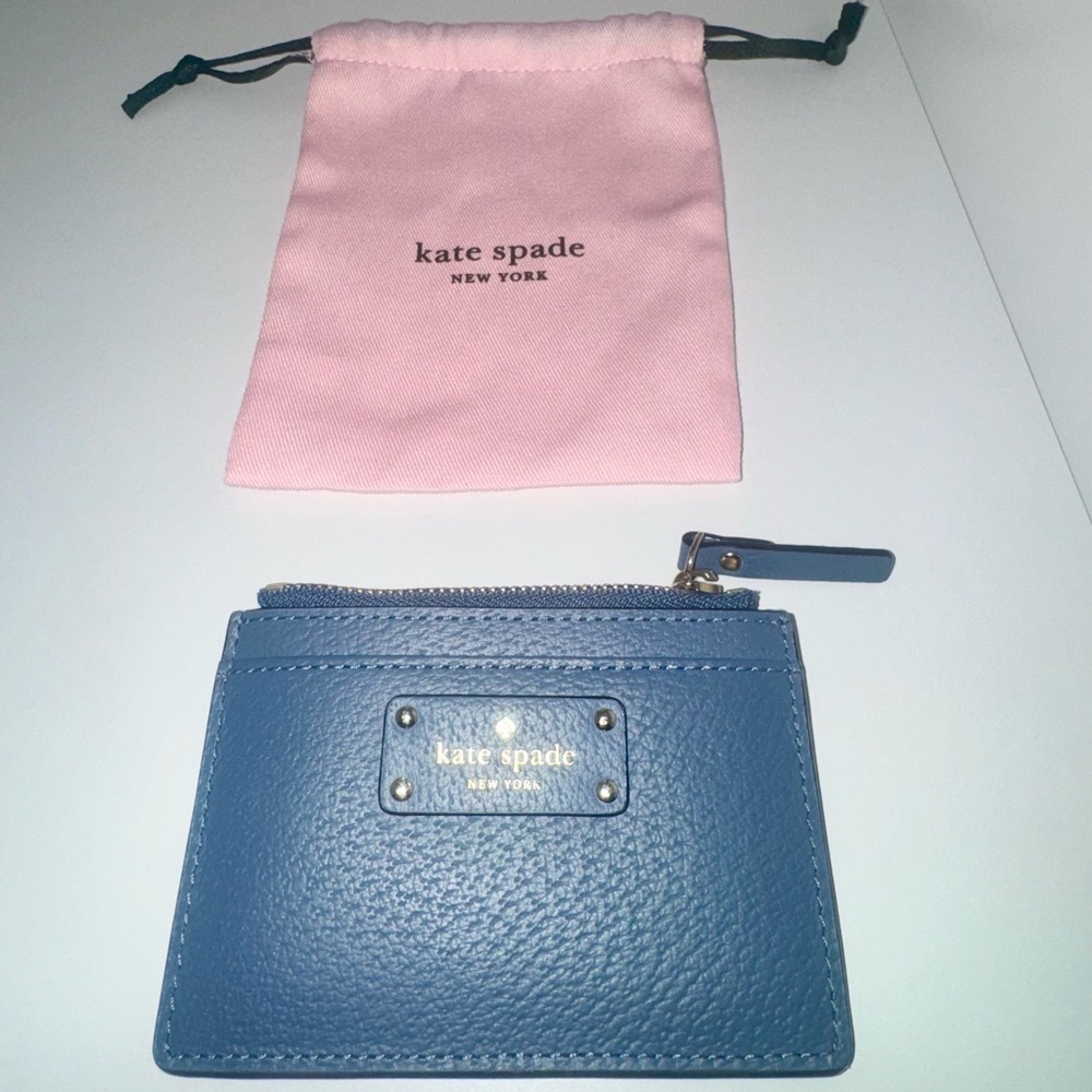 New Kate Spade Navy Wallet/ Card Holder with Pink  Dust Bag